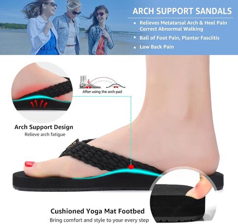 STQ Women Quick Dry Flip Flops with Yoga Mat Sole Arch Support Thong Sandal | Instant Comfort Flip Flops With Padded Straps, Yoga Mat Cushioning, Non Slip Tpr Sole, Durable Design For Everyday Wear in Saudi Arabia