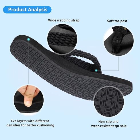 STQ Women Quick Dry Flip Flops with Yoga Mat Sole Arch Support Thong Sandal | Instant Comfort Flip Flops With Padded Straps, Yoga Mat Cushioning, Non Slip Tpr Sole, Durable Design For Everyday Wear in Saudi Arabia