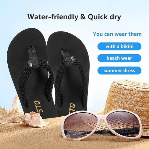 STQ Women Quick Dry Flip Flops with Yoga Mat Sole Arch Support Thong Sandal | Instant Comfort Flip Flops With Padded Straps, Yoga Mat Cushioning, Non Slip Tpr Sole, Durable Design For Everyday Wear in Saudi Arabia