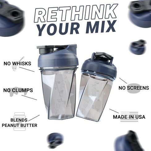 HELIMIX 1.5 Vortex Blender Shaker Bottle Holds Upto 20oz | No Blending Ball or Whisk | USA Made | Portable Pre Workout Whey Protein Drink Shaker Cup | Mixes Cocktails Smoothies Shakes | Top Rack Safe in Saudi Arabia