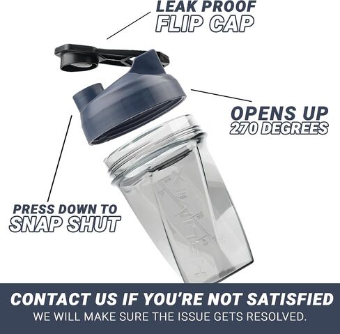 HELIMIX 1.5 Vortex Blender Shaker Bottle Holds Upto 20oz | No Blending Ball or Whisk | USA Made | Portable Pre Workout Whey Protein Drink Shaker Cup | Mixes Cocktails Smoothies Shakes | Top Rack Safe in Saudi Arabia