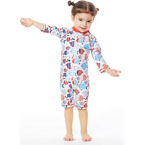 Baby Girl Bathing Suit Long Sleeve UPF 50+ Sun Protection Come with a Hats