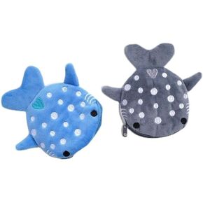2Pcs Cute Whale Shark Coin Purse, Shark Wallet Novelty Purse Aesthetic Kawaii Accessories With Zipper Funny Small Plush Girls Wallet Women's Coin Purses and Pouches, Men's Fashion