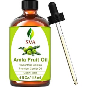 SVA Organics 100% Pure & Natural Amla Oil 4 Oz with Dropper, Authentic & Premium Quality Therapeutic Grade NON-GMO Oil Large Size for Rejuvenating Scalp, Hair & Skin