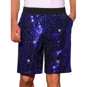 Lars Amadeus Sequins Shorts for Men's Summer Elastic Waist Party Disco Shiny Short Pants in Kuwait