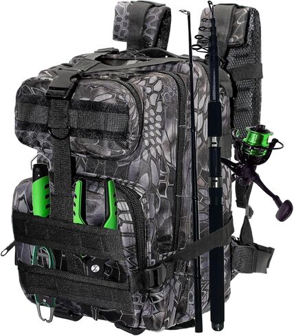FREGITO Fishing Tackle Backpack, Fishing Tackle Storage Bag, Multifuction Large-Capacity Sling Bag, Fishing Gear Bags, High-performance Tackle Bag for Fishing, Camping, Hiking(Black) in Kuwait