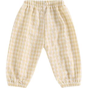 Toddler Baby Boy Girl Gingham Pants Retro Elastic Waist Checkered Plaid Long Pants Casual Sweatpants Bottoms