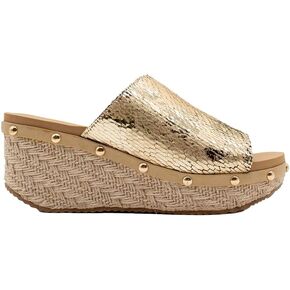 VOLATILE Womens Ravine Metallic Athletic Sandals Casual Mid Heel 2-3" - Brown