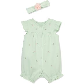 Little Me Clothes for Baby Girls' Romper and Headband Set, 3-12 Months