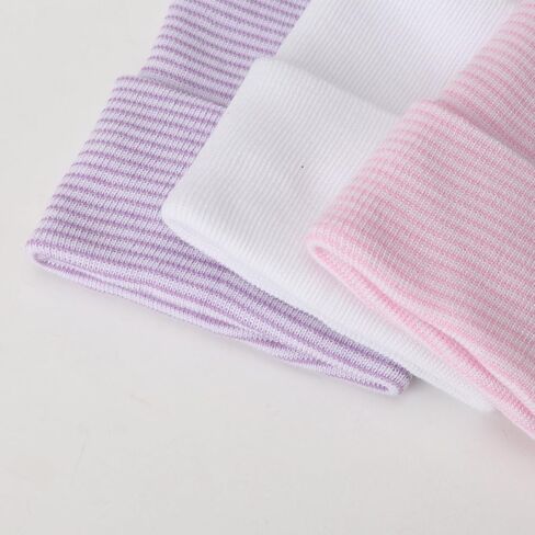 DRESHOW BQUBO 3 Pack Newborn Hospital Hat and Mittens Infant Baby Beanie with Bow Soft Cute Knot Nursery Cap in Kuwait