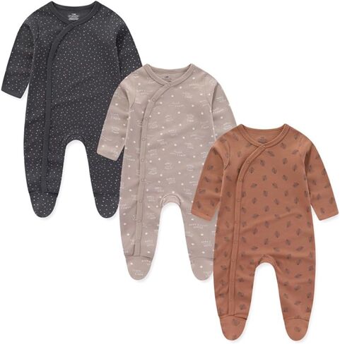 Kiddiezoom Baby Cotton Footed One-Piece Romper Multiple color combinations Jumpsuit Set For Newborn baby Pajamas in Kuwait