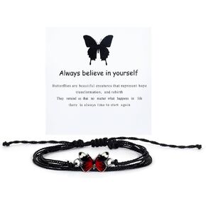 Pingyongchang Butterfly Charm Bracelet Adjustable String Butterfly Friendship Bracelets Cute Hand Woven Colorful Butterfly Charm Bracelets for Women Girls Gifts Jewelry