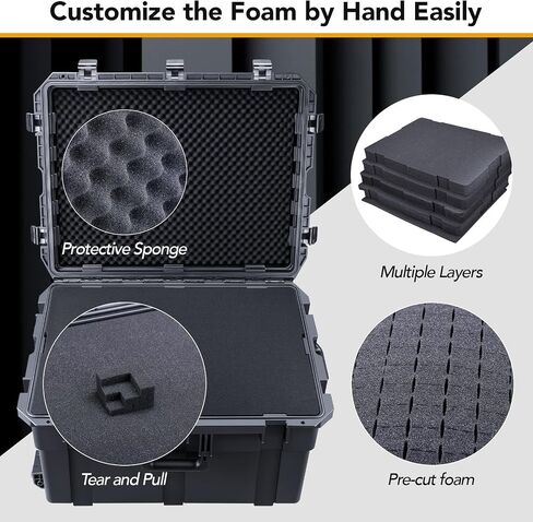 Lykus HC-7530 Large Waterproof Hard Case with Wheels and Customizable Foam, Interior Size 29.5x17.7x11.8 inch, Suitable for cameras, lenses, electronic equipment and more in Kuwait