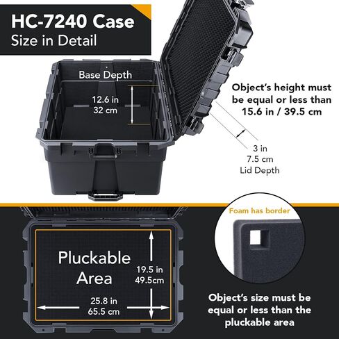Lykus HC-7530 Large Waterproof Hard Case with Wheels and Customizable Foam, Interior Size 29.5x17.7x11.8 inch, Suitable for cameras, lenses, electronic equipment and more in Kuwait