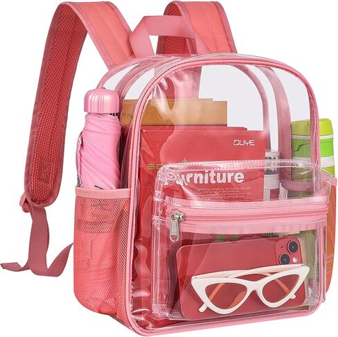 MAY TREE Clear Backpack for Stadium Events, 12x11x4.5 Inch Small Clear Backpack for Concert Festival Sports Outdoor - Black in Kuwait