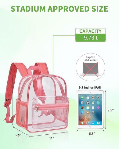 MAY TREE Clear Backpack for Stadium Events, 12x11x4.5 Inch Small Clear Backpack for Concert Festival Sports Outdoor - Black in Kuwait