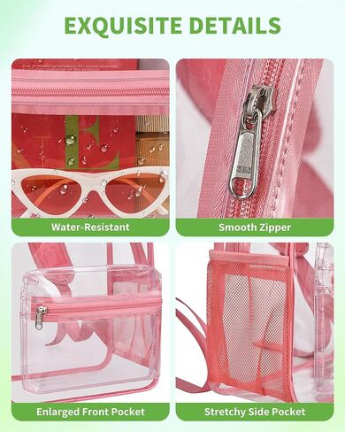 MAY TREE Clear Backpack for Stadium Events, 12x11x4.5 Inch Small Clear Backpack for Concert Festival Sports Outdoor - Black in Kuwait