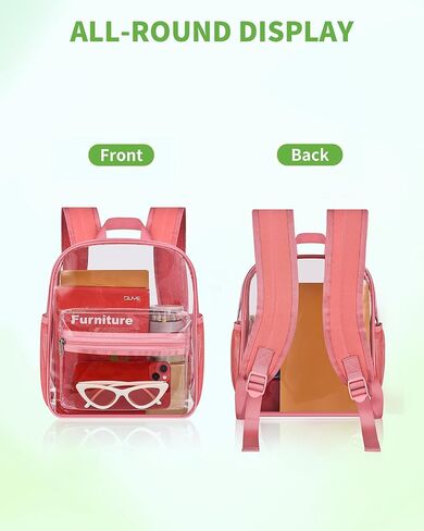 MAY TREE Clear Backpack for Stadium Events, 12x11x4.5 Inch Small Clear Backpack for Concert Festival Sports Outdoor - Black in Kuwait