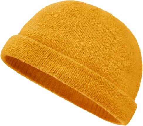 Croogo Brimless Skull Cap Plain Knitted Docker Watch Hat Rolled Cuff Harbour Hat Winter Beanie Sailor Worker Hats in Kuwait
