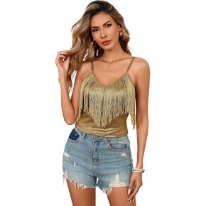 سترة علوية نسائية من SweatyRocks بدون أكمام بشراشيب من Boho Tassel ذات مقاس نحيف