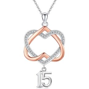 18 Year Old Girl Birthday Gifts/13th/16th/18th/21th/30th/40th/50th/60th/70th/80th Birthday Gifts for Her Mom Daughter Bestfriend 925 Sterling Silver Double Heart Pendant Necklace for Women Girlfriend Sister Mothers Day Christmas Anniversary Jewelry
