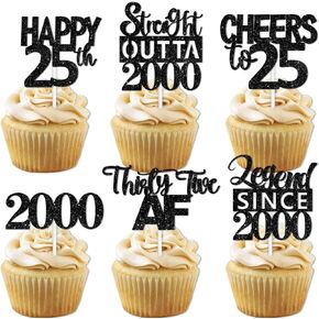 18pcs Black Glitter Dessert Cupcake Pick for Straight Outta 1995 Legend Since 1995 Theme Decor Supplies Men Happy 29th Birthday Party Decoration