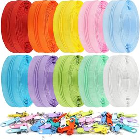 DOITEM 14 Colors Zippers by Yard, 3 mm Zipper 39 Meter 43.5 Yard Nylon Endless Zipper Set with Slider and Zipper
