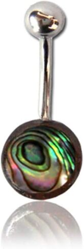 Earth Accessories Organic Shell Belly Button Ring Piercing for Women - Navel Belly Button Rings with Surgical Steel - with Abalone, Mother of Pearl, and More in Kuwait