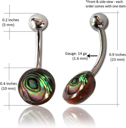 Earth Accessories Organic Shell Belly Button Ring Piercing for Women - Navel Belly Button Rings with Surgical Steel - with Abalone, Mother of Pearl, and More in Kuwait