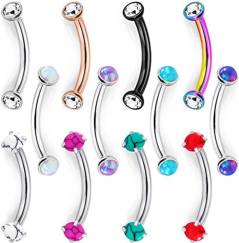 Jenxnjsjo Rook Piercing Jewelry Eyebrow Piercing Jewelry Eyebrow Rings Eyebrow Piercing Eyebrow Jewelry Eyebrow Rings for Women Curved Barbell Piercing Jewelry Eyebrow Ring Rook Earrings Rook Jewelry in Saudi Arabia