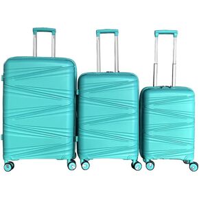 Merax 3 Piece Expandable ABS Hardshell Luggage Sets Spinner Wheel Suitcase TSA Lock Suit Case, Light Blue, 20/24/28 Inch