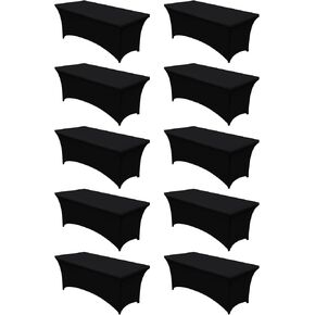 Utopia Kitchen Spandex Tablecloth 2 Pack [4FT, Black] Tight, Fitted, Washable and Wrinkle Resistant Stretch Rectangular Patio Table Cover for Event, Wedding, Banquet & Parties [48Lx30Wx30H Inch]