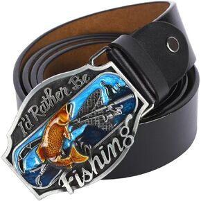 Western Style Funny Casual Belt Buckle I'd Rather Be Fishing