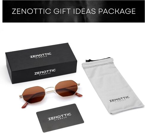 ZENOTTIC Small Octagonal Polarized Sunglasses for Women Men Hippie Metal Frame Retro Rectangle Sun Glasses in Saudi Arabia