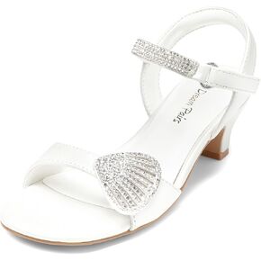 DREAM PAIRS Girls Sandals Ankle Strap Square Toe Low Heel Crysta Shell Wedding Party Flower Dress Shoes in Kuwait