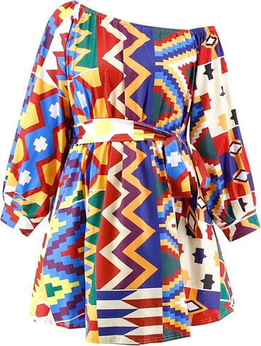 فستان مطبوع من Mocure African Dashiki بأكمام طويلة متوسط ​​الطول مناسب لفساتين Foraml A Line in Kuwait