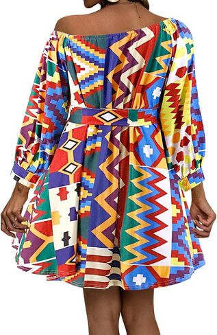 فستان مطبوع من Mocure African Dashiki بأكمام طويلة متوسط ​​الطول مناسب لفساتين Foraml A Line in Kuwait