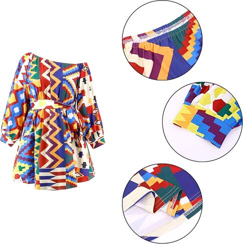 فستان مطبوع من Mocure African Dashiki بأكمام طويلة متوسط ​​الطول مناسب لفساتين Foraml A Line in Kuwait