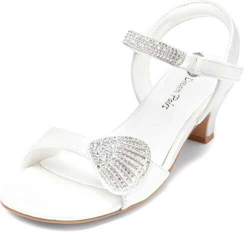 DREAM PAIRS Girls Sandals Ankle Strap Square Toe Low Heel Crysta Shell Wedding Party Flower Dress Shoes in Kuwait