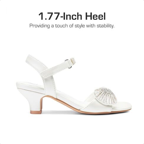 DREAM PAIRS Girls Sandals Ankle Strap Square Toe Low Heel Crysta Shell Wedding Party Flower Dress Shoes in Kuwait