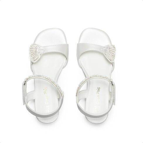 DREAM PAIRS Girls Sandals Ankle Strap Square Toe Low Heel Crysta Shell Wedding Party Flower Dress Shoes in Kuwait
