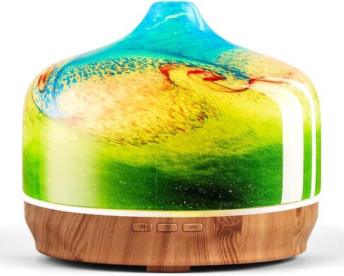 Porseme 500ml Essential Oil Diffuser 3D Glass Aromatherapy Ultrasonic Humidifier - Auto Shut-Off, Timer Setting, BPA Free for Home Hotel Yoga Gift in Kuwait