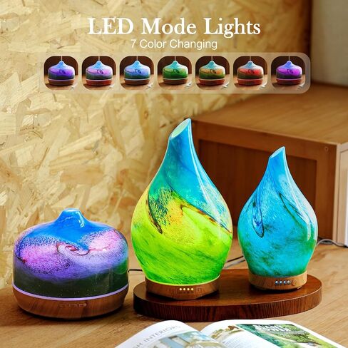 Porseme 500ml Essential Oil Diffuser 3D Glass Aromatherapy Ultrasonic Humidifier - Auto Shut-Off, Timer Setting, BPA Free for Home Hotel Yoga Gift in Kuwait