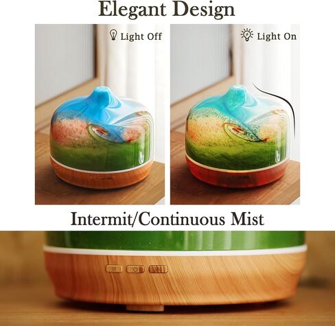 Porseme 500ml Essential Oil Diffuser 3D Glass Aromatherapy Ultrasonic Humidifier - Auto Shut-Off, Timer Setting, BPA Free for Home Hotel Yoga Gift in Kuwait