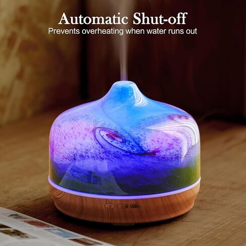 Porseme 500ml Essential Oil Diffuser 3D Glass Aromatherapy Ultrasonic Humidifier - Auto Shut-Off, Timer Setting, BPA Free for Home Hotel Yoga Gift in Kuwait