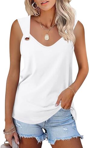 Minetom Women's V Neck Tank Tops Casual Sleeveless Shirts Summer Basic Tees in Kuwait