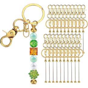 PATIKIL Beadable Keychain Bars, 20 Pcs Metal Beaded Keychain Blanks Bulk Making Supplies Kit with Swivel Snap Hook for Pendant