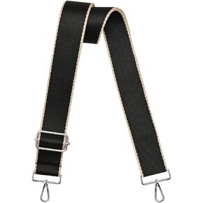 Muteffcase Updated Purse Strap 2", Wide Replacement Crossbody Bag Straps for Purses, Shoulder Canvas Handbag Belt (2" Black/Gold Buckle)