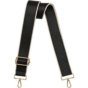 Muteffcase Updated Purse Strap 2", Wide Replacement Crossbody Bag Straps for Purses, Shoulder Canvas Handbag Belt (2" Black/Gold Buckle)