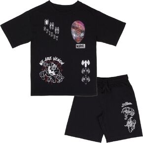 Marvel Spider-Man Boys Short Sleeve T-Shirt & Shorts with Lenticular Image Changing Patch, 2-Piece Gamer Outfit Shorts Set